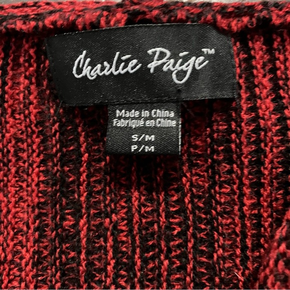 Charlie Paige | Red & black knit cardigan - Picture 4 of 8